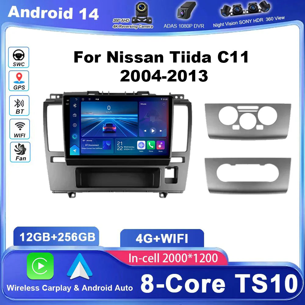 Car Android 15 Radio Stereo For Nissan Tiida C11 2004-2013 Auto Multimedia Video Player GP