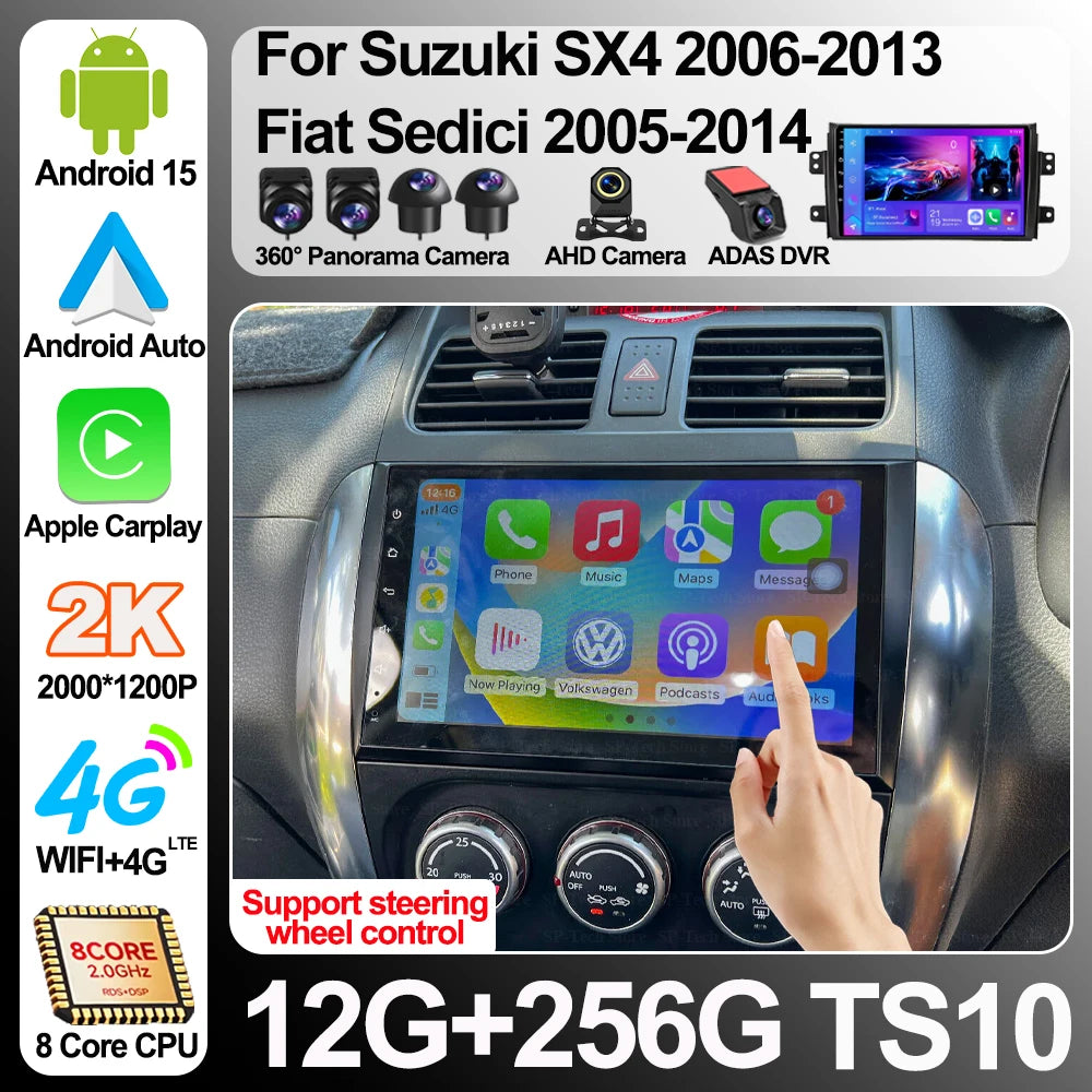 Android 16 For Suzuki Sx4 2006-2013 Fiat Sedici 2005-2014 Multimedia Player Navigation Gps | AUTOKITSHOP