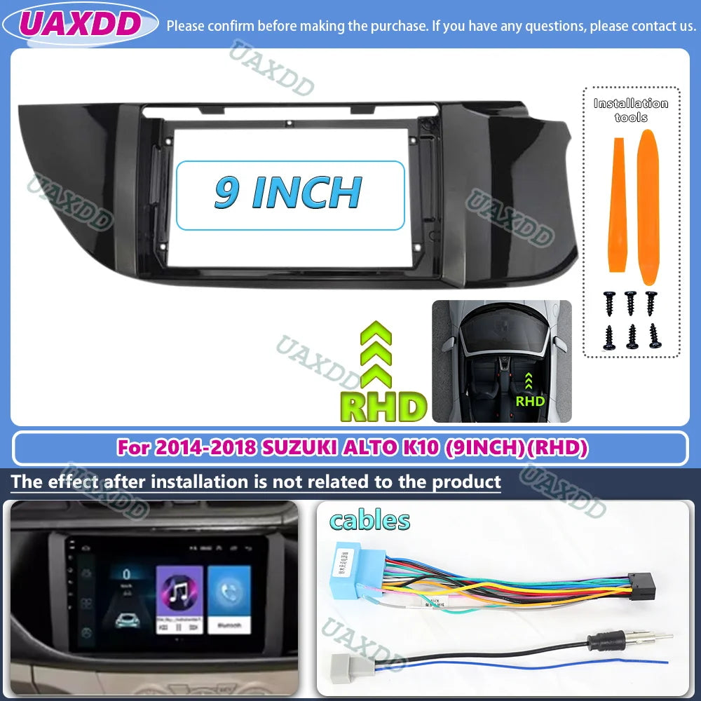 Car Android Radio Frame For Suzuki Alto K10 2014-2018 RHD 9 inch 2DIN Stereo Panel Fascia