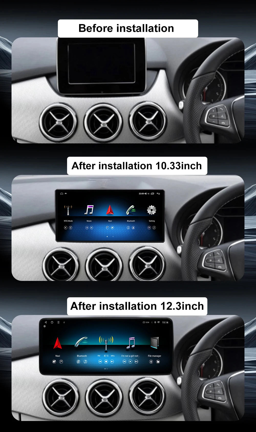12.3inch Android 16 For Benz B-class W246 W245 2012-2019 Multimedia Player DSP CarPlay 4G