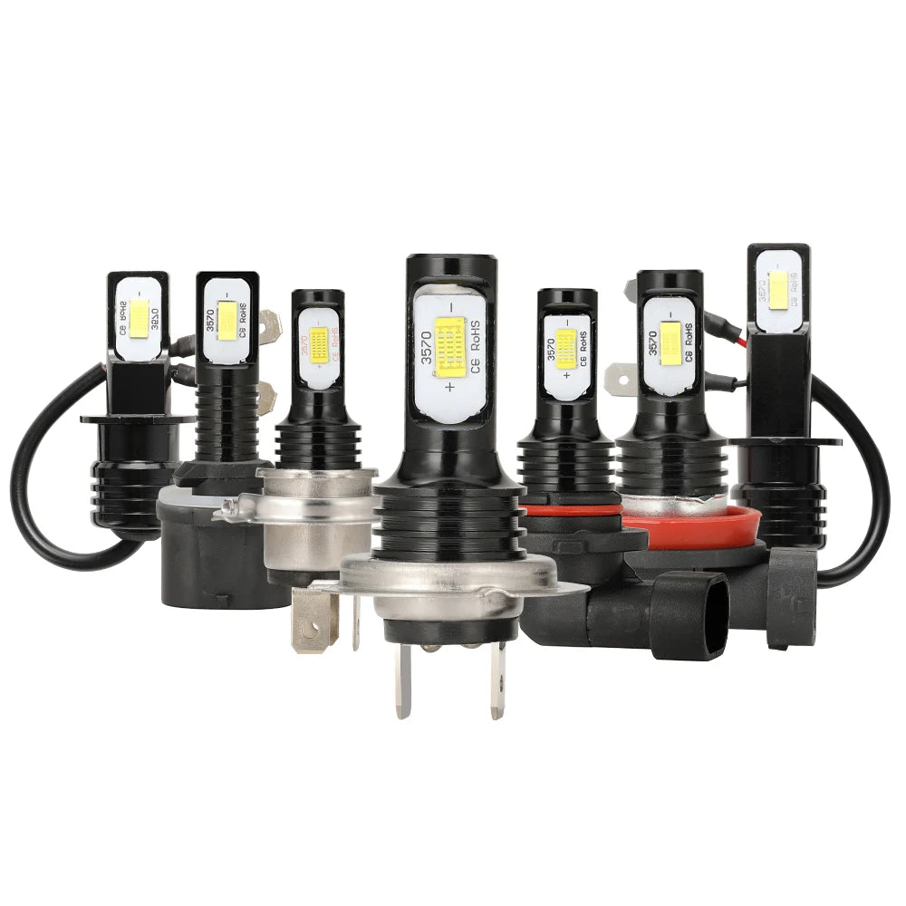 2Pcs H4 H7 LED Car Headlight H11 H8 H9 Car Fog Light 9005 HB3 9006 HB4 H1h3 H16JP Led Lamp Day DRL Light Auto 6000K 12V 24V