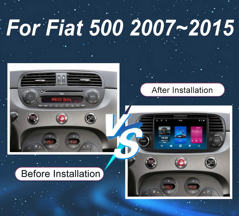 Car DVD Android For Fiat 500 2007-2015 Auto GPS Navigation Multimedia Video Player Radio S