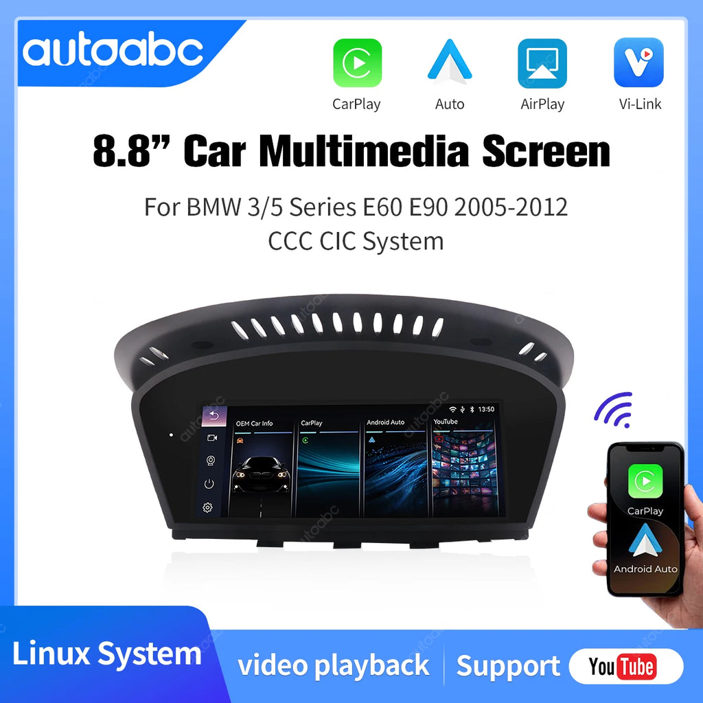 8'' Wireless CarPlay Car Multimedia Screen For BMW 3/5 Series E60 E90 2005-2012 CCC CIC To | AUTOKITSHOP