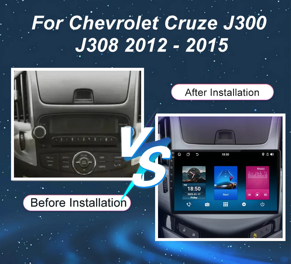 Android 16 Car Radio For Chevrolet Cruze J300 J308 2012 - 2015 Auto Multimidia Player Touc