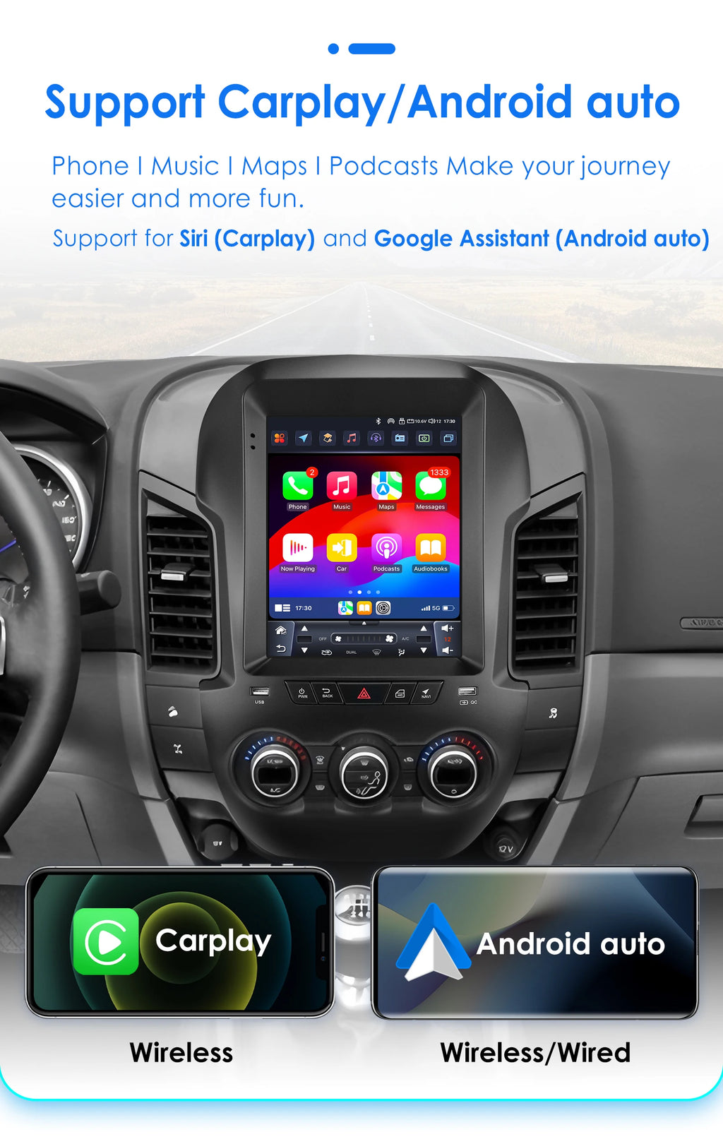 2DIN Carplay Android 14 Car radio for Ford Ranger F250 2011-2015 Multimedia Video player G