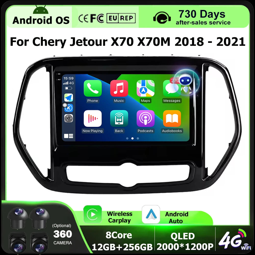 Wireless Carplay For Chery Jetour X70 X70M 2018-2021 Android 16 Auto Car Radio Multimedia