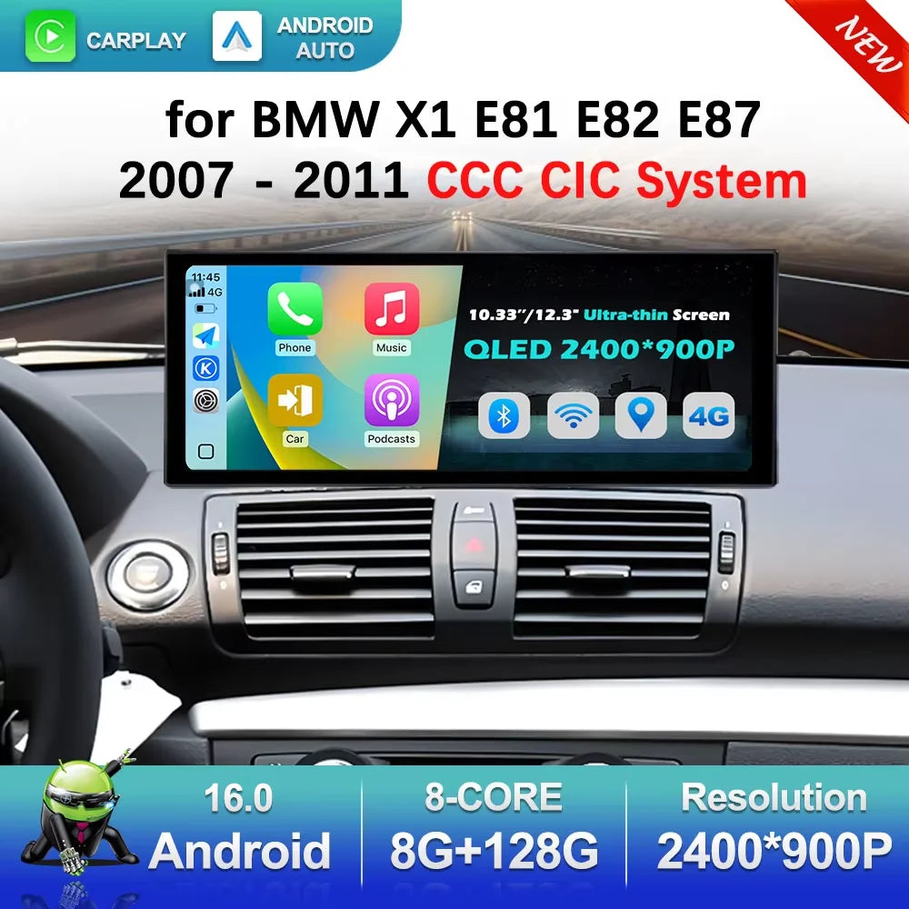 for BMW X1 E81 E82 E87 2007 - 2011 CCC CIC System Car Radio Multimedia Player Carplay Andr