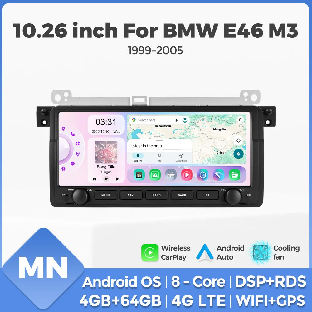 MEKEDE&NAVIFLY Android OS Intelligent audio radio system For BMW E46 M3 318/320/325/330/33