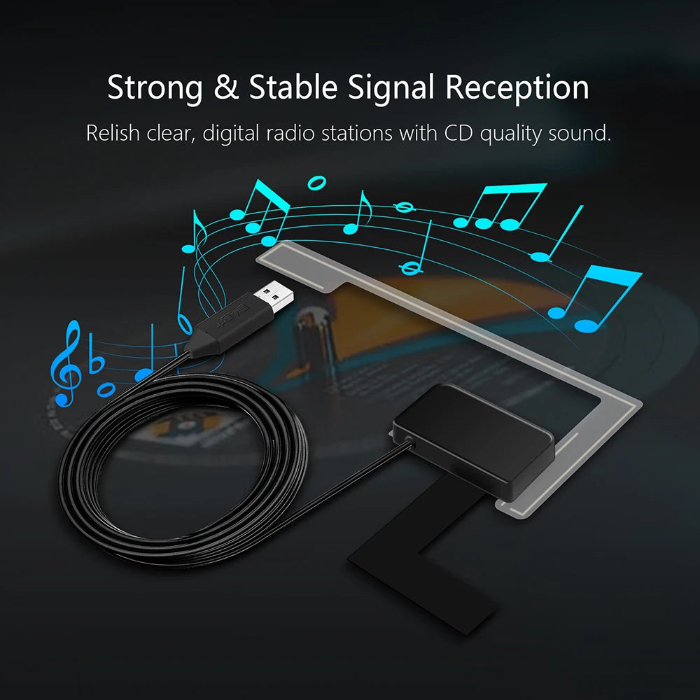 DAB/DAB+ Car Radio Head Unit Aerial Antenna Windshield Mounting USB Plug Signal Reception  | AUTOKITSHOP