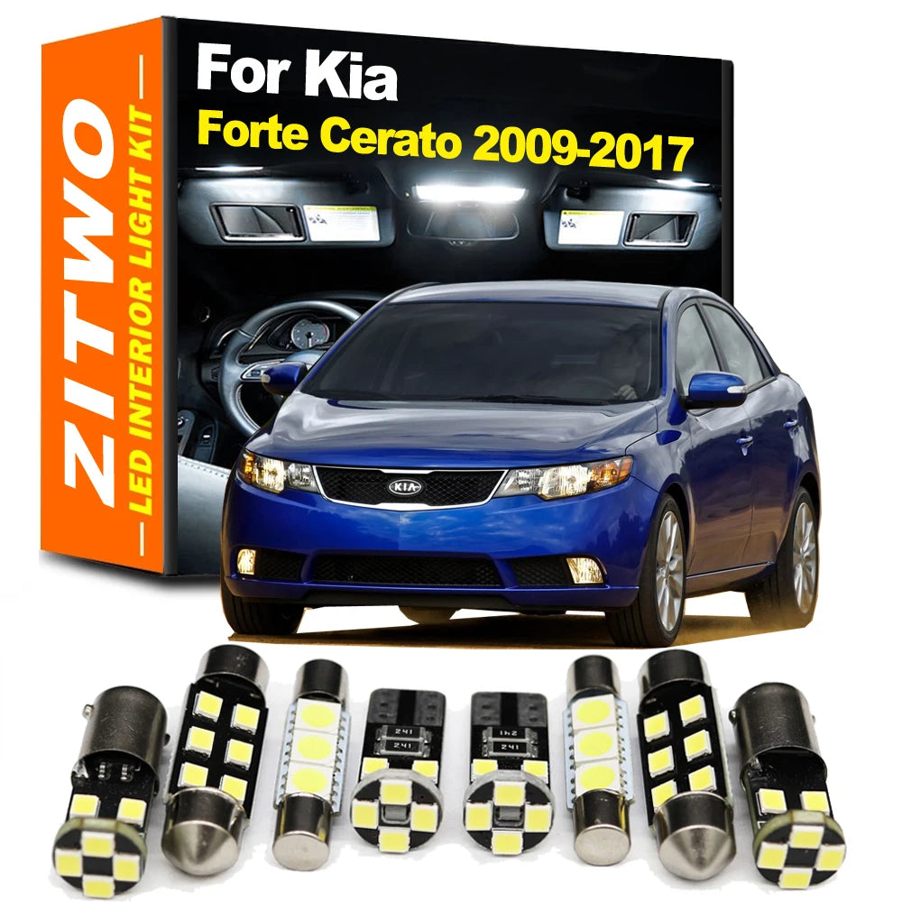 9Pcs LED Bulb Interior Indoor Dome Map Reading Trunk Light Kit For Kia Forte Cerato 2009 2010 2011 2012 2013 2014 2015 2016 2017