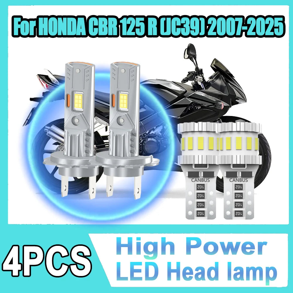 4X Canbus No Error Moto Front Light 6000K White Motorcycle Headlight W5W Free Small Lights