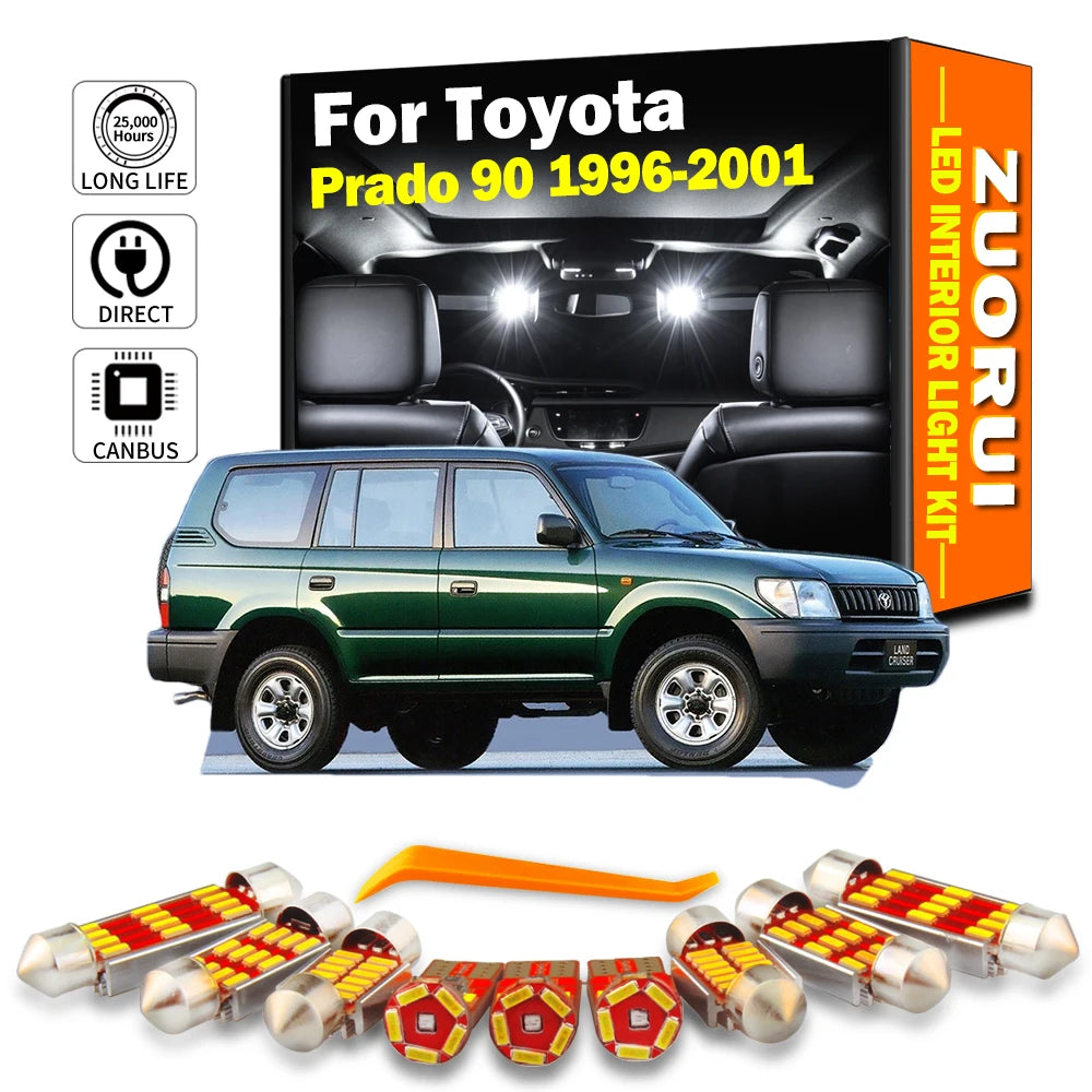 12-Piece LED Interior Light Kit for Toyota Prado 90 LC90 - Canbus Error-Free Bulbs | AUTOKITSHOP