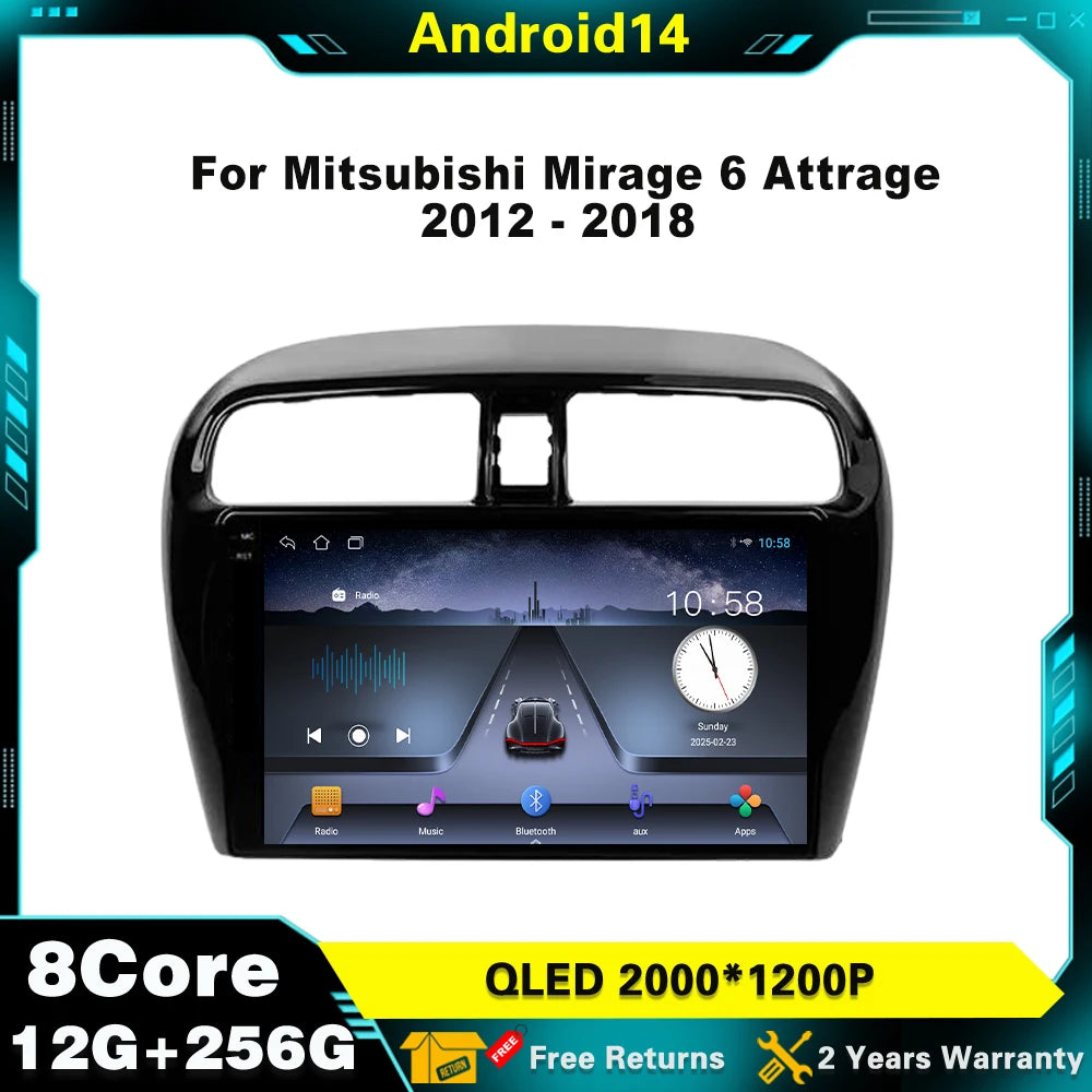 For Mitsubishi Mirage 6 Attrage 2012 2013 2014 2015 2016 2018 Android Auto Radio Player GP