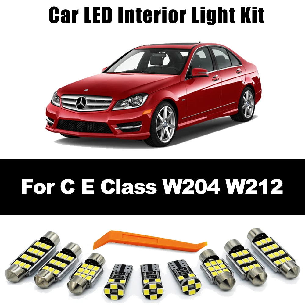 11Pcs Canbus LED Interior Light Trunk Lamp Kit For Mercedes Benz MB C E Class W204 W212 2008 2009 2010 2011 2012 2013 2014 2015