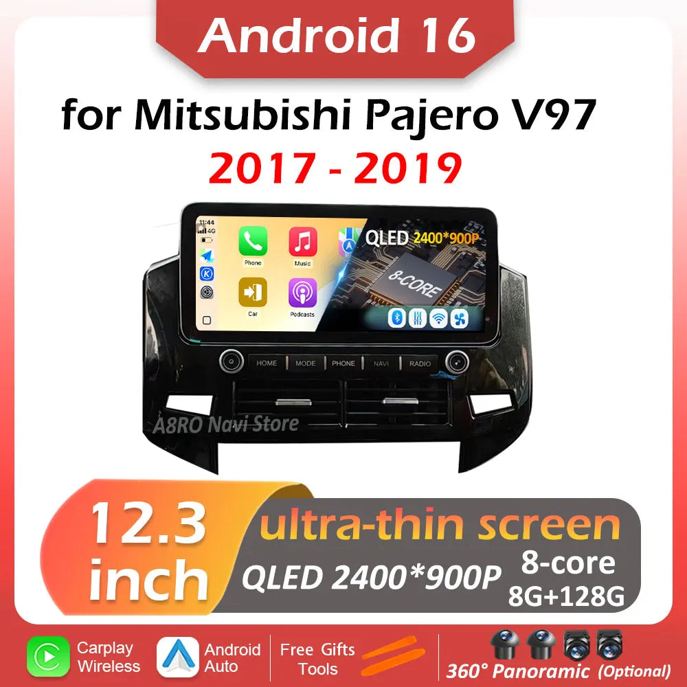 12.3'' Android 16 for Mitsubishi Pajero V97 2017 - 2019 Car Multimedia Player DSP Stereo W | AUTOKITSHOP