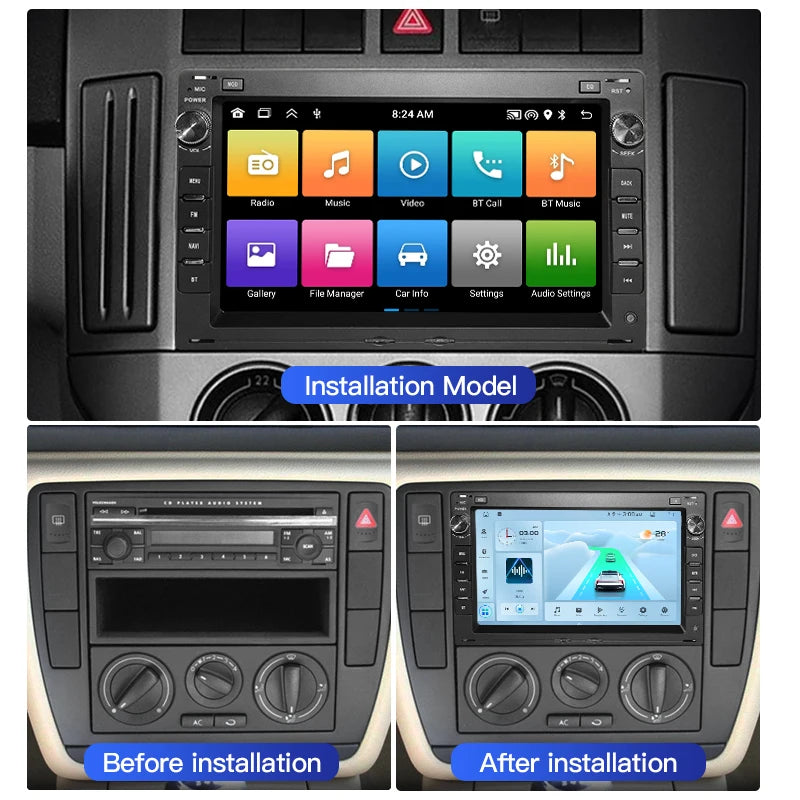 SZLELV 8Core 2Din Carplay Android 15 For VW Passat B5 MK4 MK5 Golf Polo Bora Jetta T5 Navi