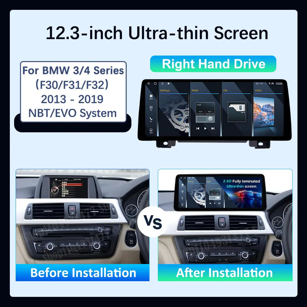 Android 14 Right Hand Drive Car Video Multimedia Player BT 4G NBT EVO System for BMW 3 Ser