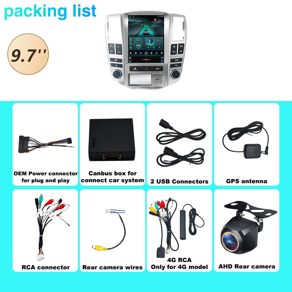 4G For Lexus RX RX300 RX330 RX350 RX400 RX450 2004-2007 Touch Screen Car Radio Audio Carpa