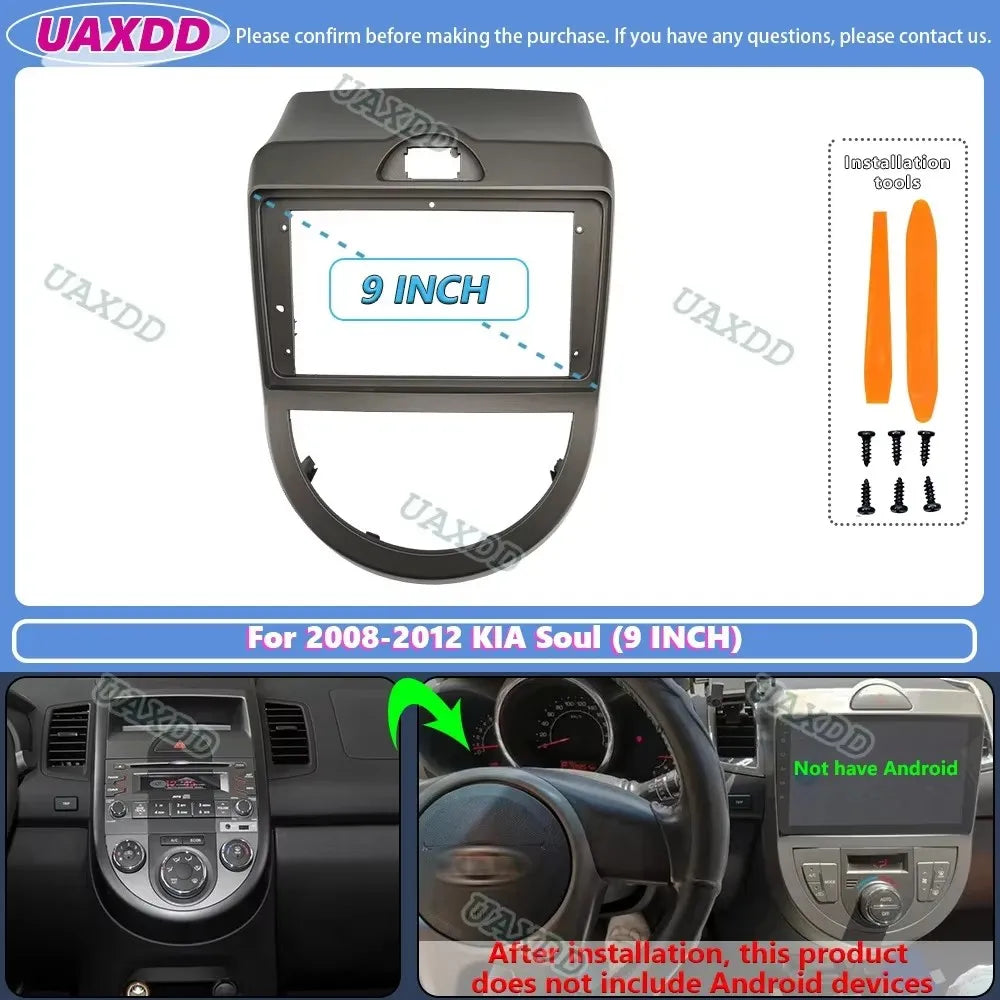 For 2008-2012 KIA Soul 9INCH 2 Din Car stereo CD Android frame panel fascia cable video ha