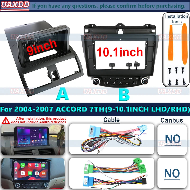 2 Din Car DVD Radio Android Fascia Multimedia for Honda 2004-2007 Accord 9 10.1 Inch Video