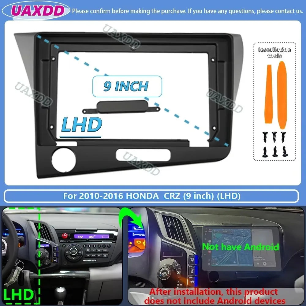 For 2010-2016 Honda CRZ 9inch radio DVD android stereo frame panel fascia dashboard audio