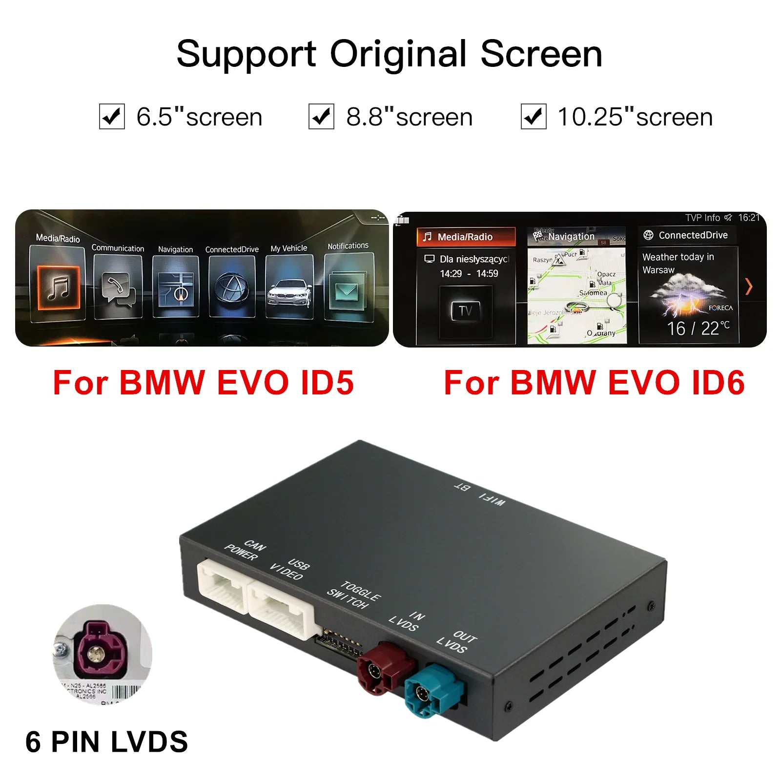 Wireless CarPlay Android Auto Mirror Link AirPlay Carplay Support Touch For BMW EVO X1 X2
