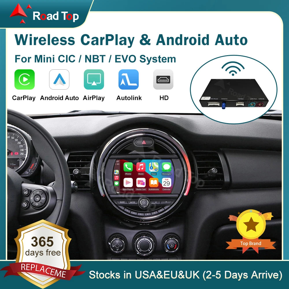 RoadTop Wireless CarPlay Android Auto for Mini R55 R56 R57 R58 R60 R61 F54 F55 F56 Clubman