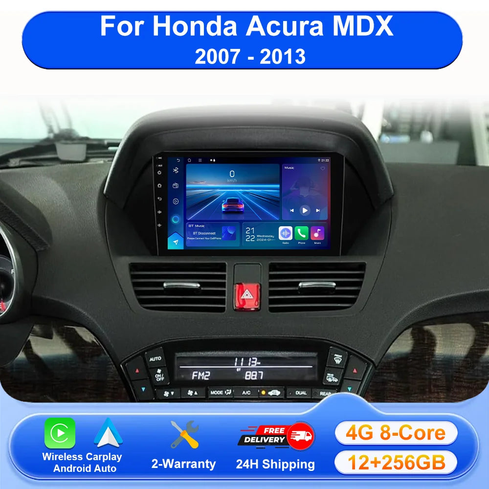 Android 16 Carplay Auto For Honda Acura MDX 2007 2008 2009 2010 2011 2012 2013 Multimedia