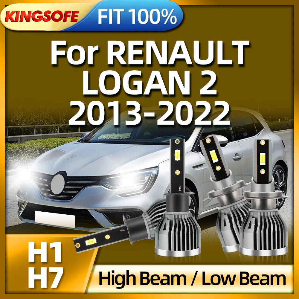 KINGSOFE LED Headlight H7 Bulb 110W High Power H1 Auto Light For RENAULT LOGAN 2 2013 2014