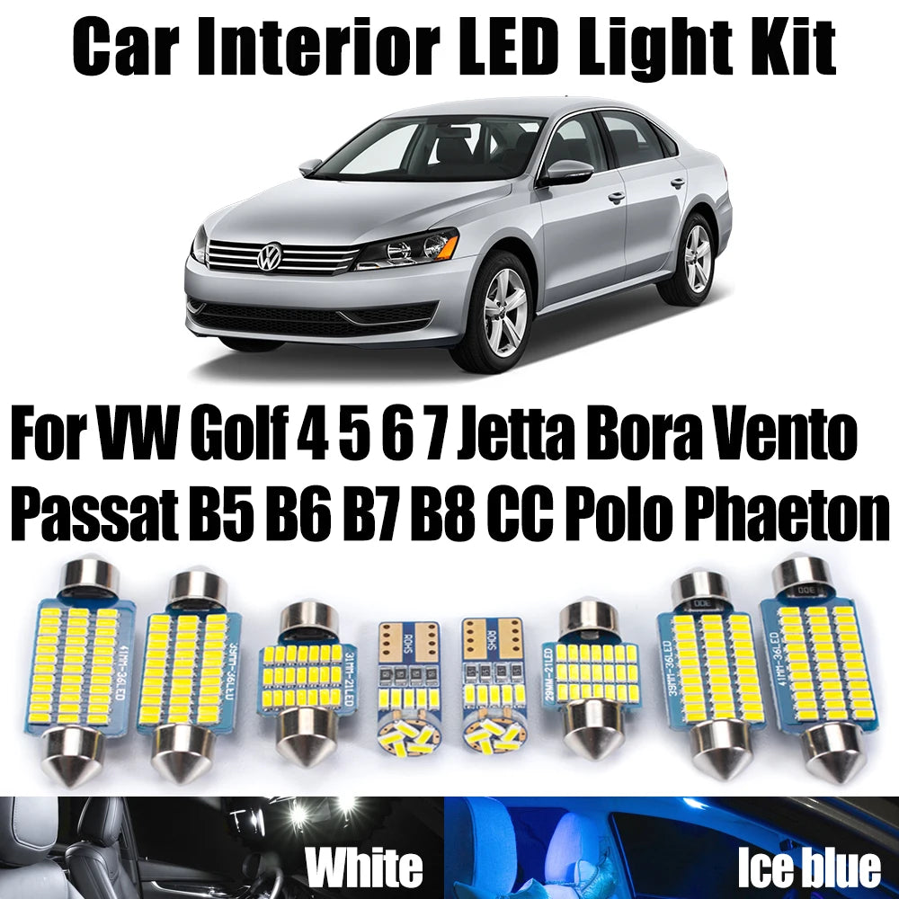 LED Interior Light Kit for VW Golf 4 5 6 7 Jetta Bora Vento Passat B5 B6 B7 B8 CC Polo Phaeton LED Interior Reading B...