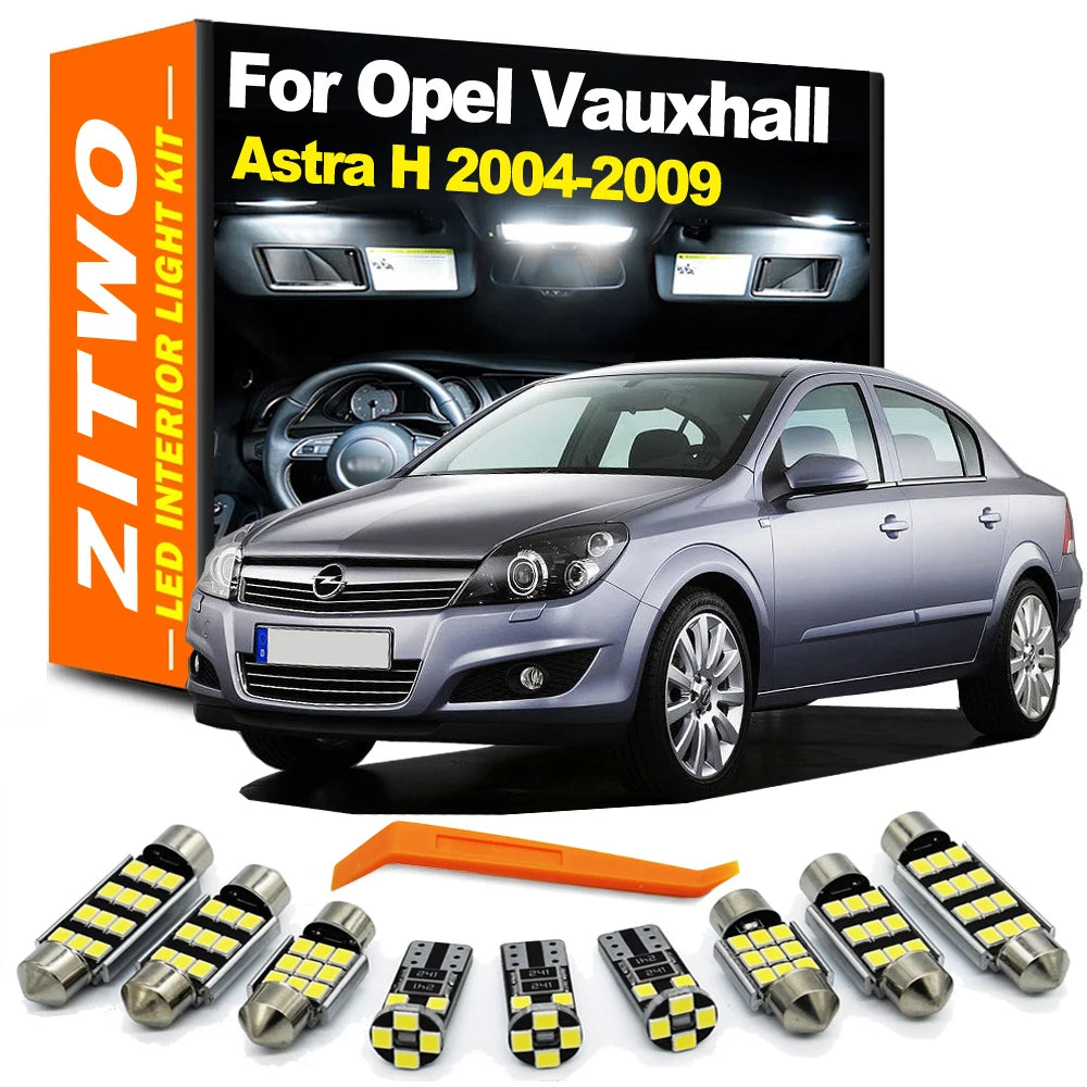 ZITWO 13Pcs Canbus LED Bulb Interior Dome Light Kit For Vauxhall Opel Astra H 2004 2005 2006 2007 2008 2009 Sunvisor Glove Lamp