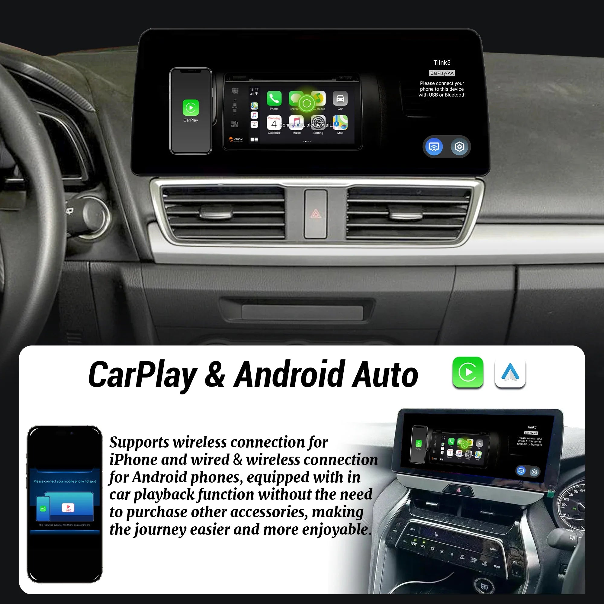 12.3 inch Car Radio Multimedia For Toyota Corolla 2019-2023 Android 14 Wireless Bluetooth