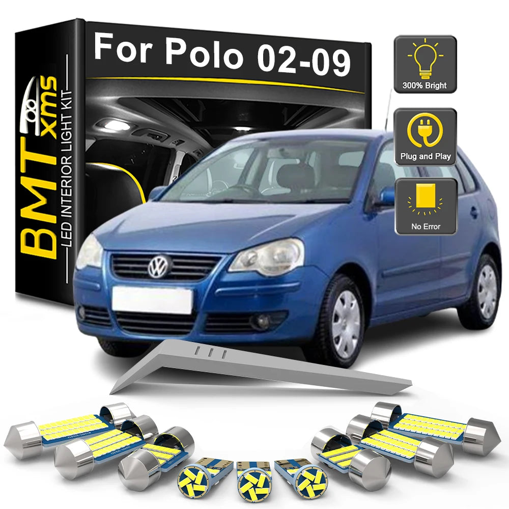 10-Piece LED Interior Light Kit for VW Volkswagen Polo MK4 9N 9N3 - Canbus Error-Free Bulbs | AUTOKITSHOP