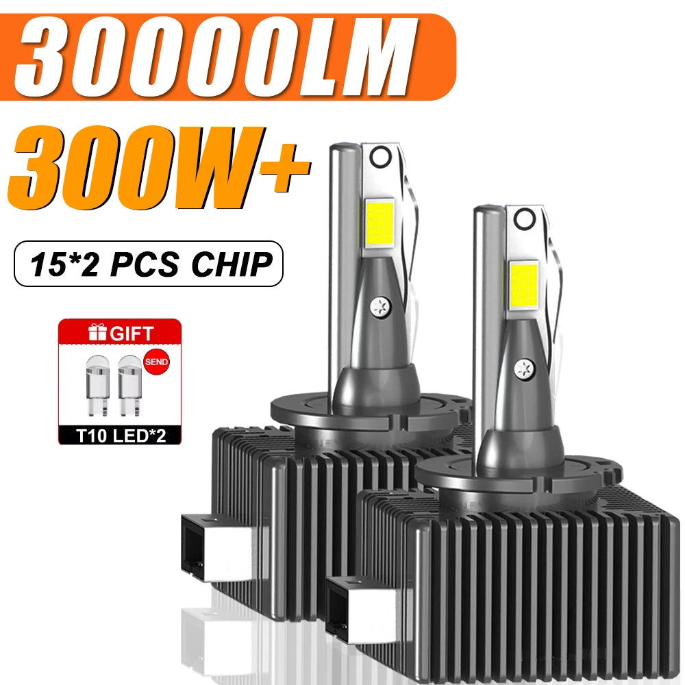 D1S D3S LED Headlights HID D2S D4S D5S D8 Turbo LED 30000LM 300W Two-sided CSP Chip 6000K