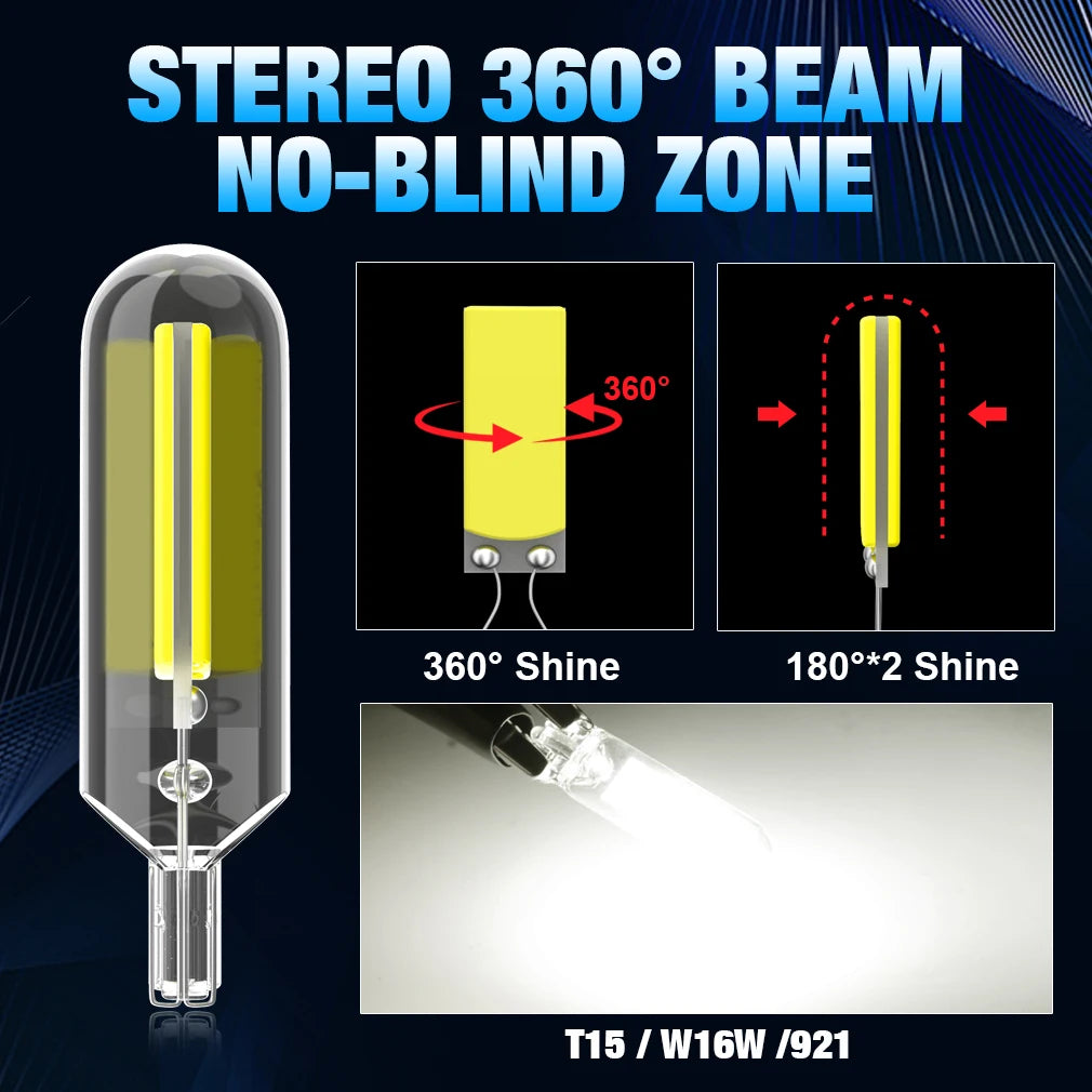 2X W16W LED T15 902 921 912 LED Car Lights Signal Bulb Reading Dome DRL Reverse Back Parki