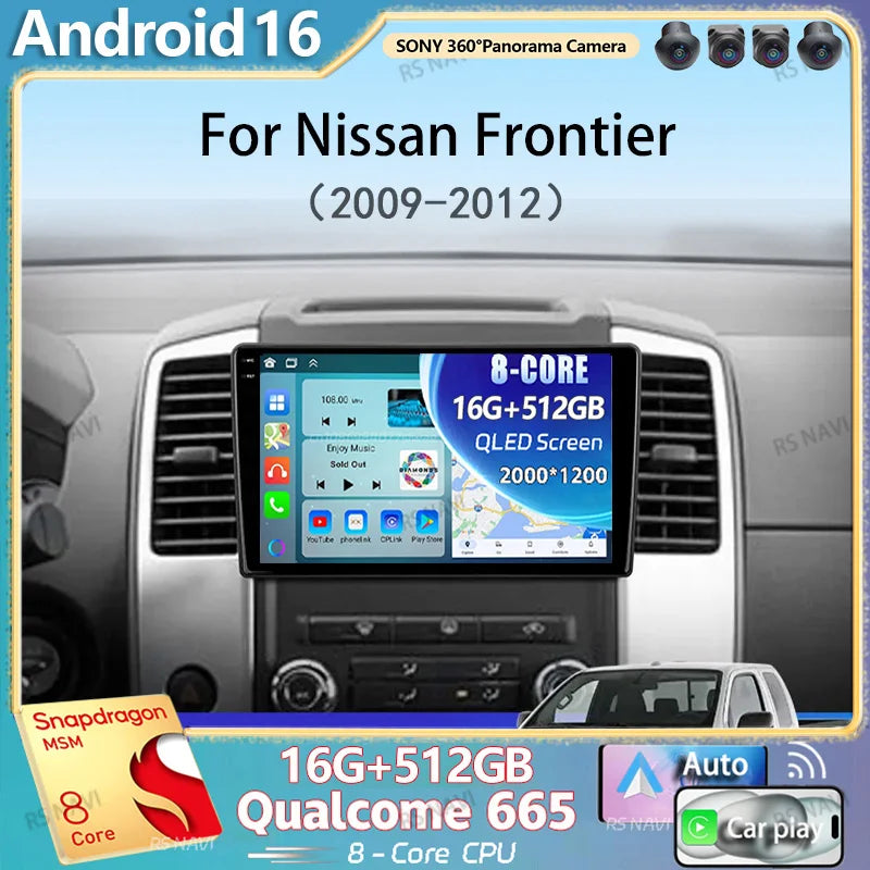 Android 16 Carplay Car Radio For Nissan Frontier 2009-2012 For Nissan Xterra 2 N50 2008-20