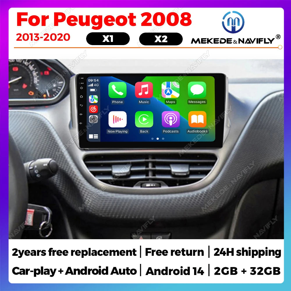 Android 14 Car Radio Navigation For Peugeot 208 2008 2014 - 2018 Autoradio GPS Multimedia