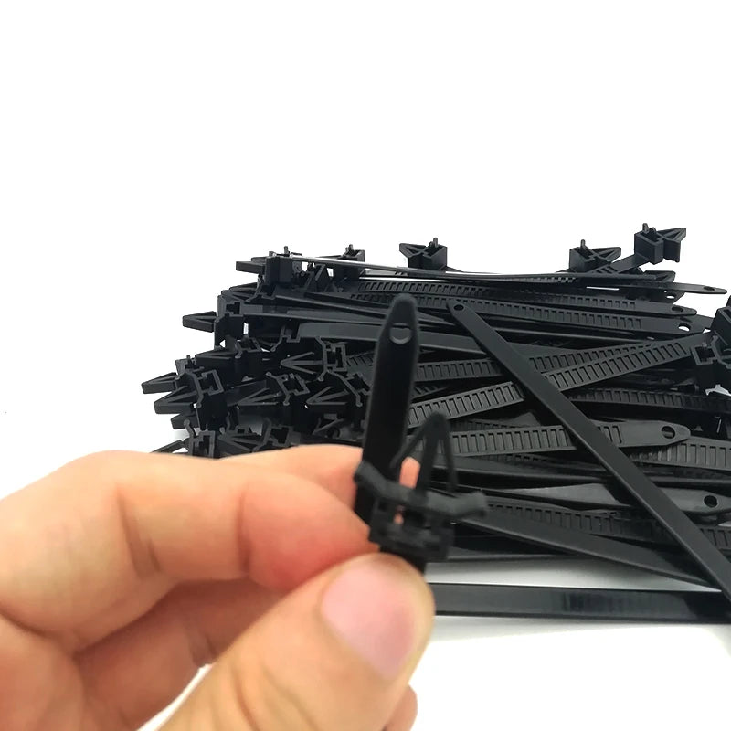 50pcs/lot Car Loom Fastener Mount Clip Releasable Tie Wrap Cable Fastening Zip Strap