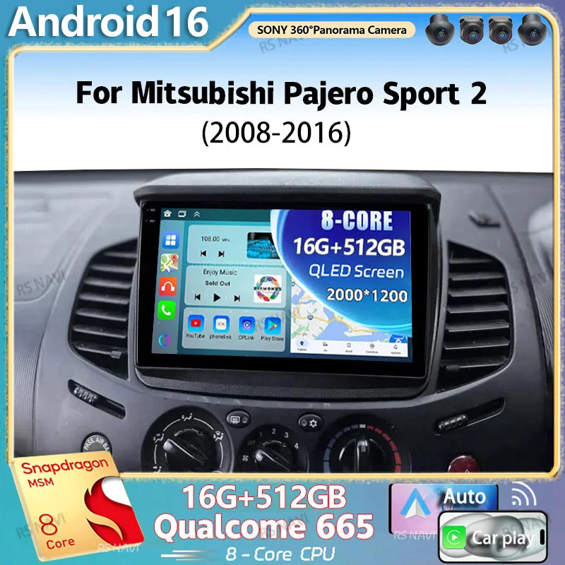 Android 16 For Mitsubishi Pajero Sport 2 2008 - 2016 L200 Triton 2006 - 2014 Android Car R