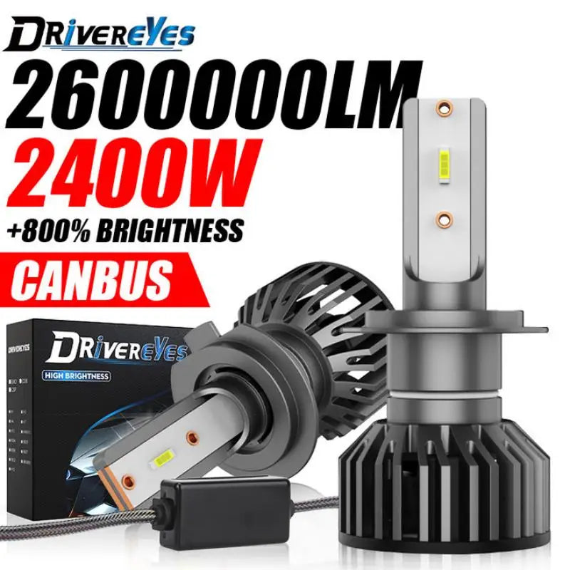 12V 24V H7 H4 Headlight CSP Chip Canbus H11 H1 H8 H9 HB3 9005 HB4 9006 2600000LM 2400W Tur