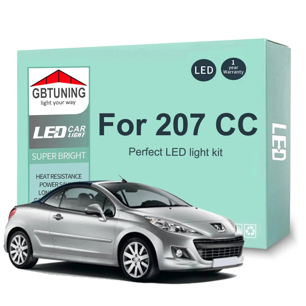 13-Piece LED Interior Light Kit for Peugeot 207 CC 207CC Cabrio 2007-2012 - Canbus Dome Map Door Trunk Bulbs | AUTOKI...