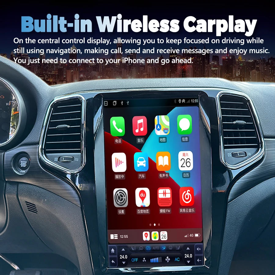 For Jeep Grand Cherokee 2014-2020 CarPlay Car Multimedia Android Radio 13.6inch QLED Scree | AUTOKITSHOP