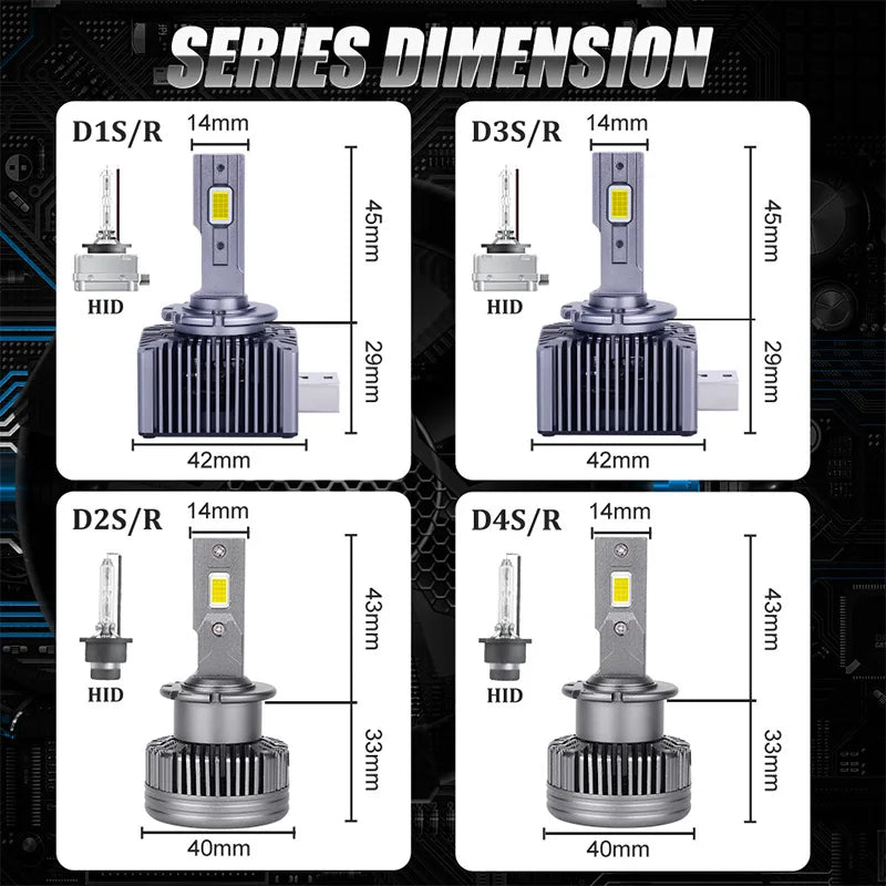 5800W D1S D3S LED Headlight Canbus No Error 6000000LM D2S D2R D4S D4R D5S D8S 1:1 Size 600