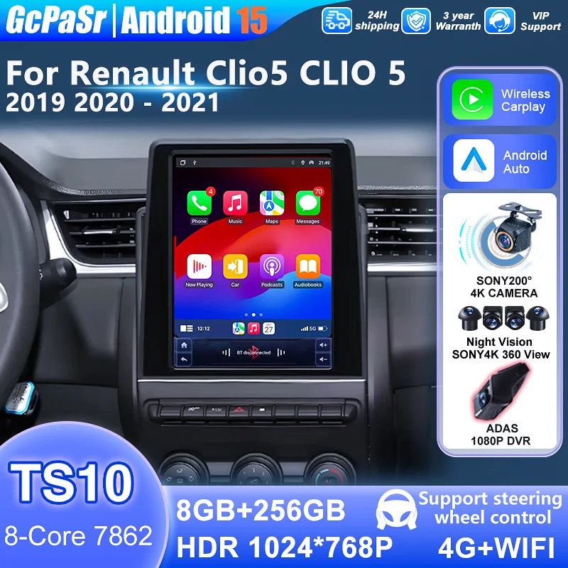 Car Radio Android auto For Renault Clio5 CLIO 5 2019 2020 2021 Stereo QLED DSP Carplay GPS