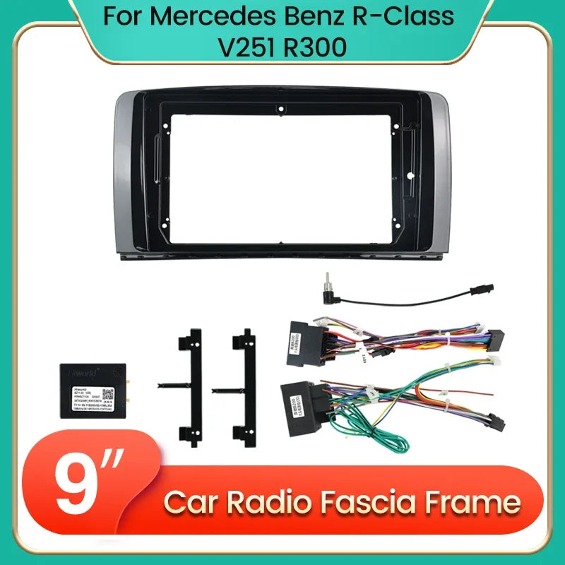 9 Inch Car Dash Frame Fascia Adapter for Benz R Class W251 R280 R300 R320 R350 R500 Androi | AUTOKITSHOP