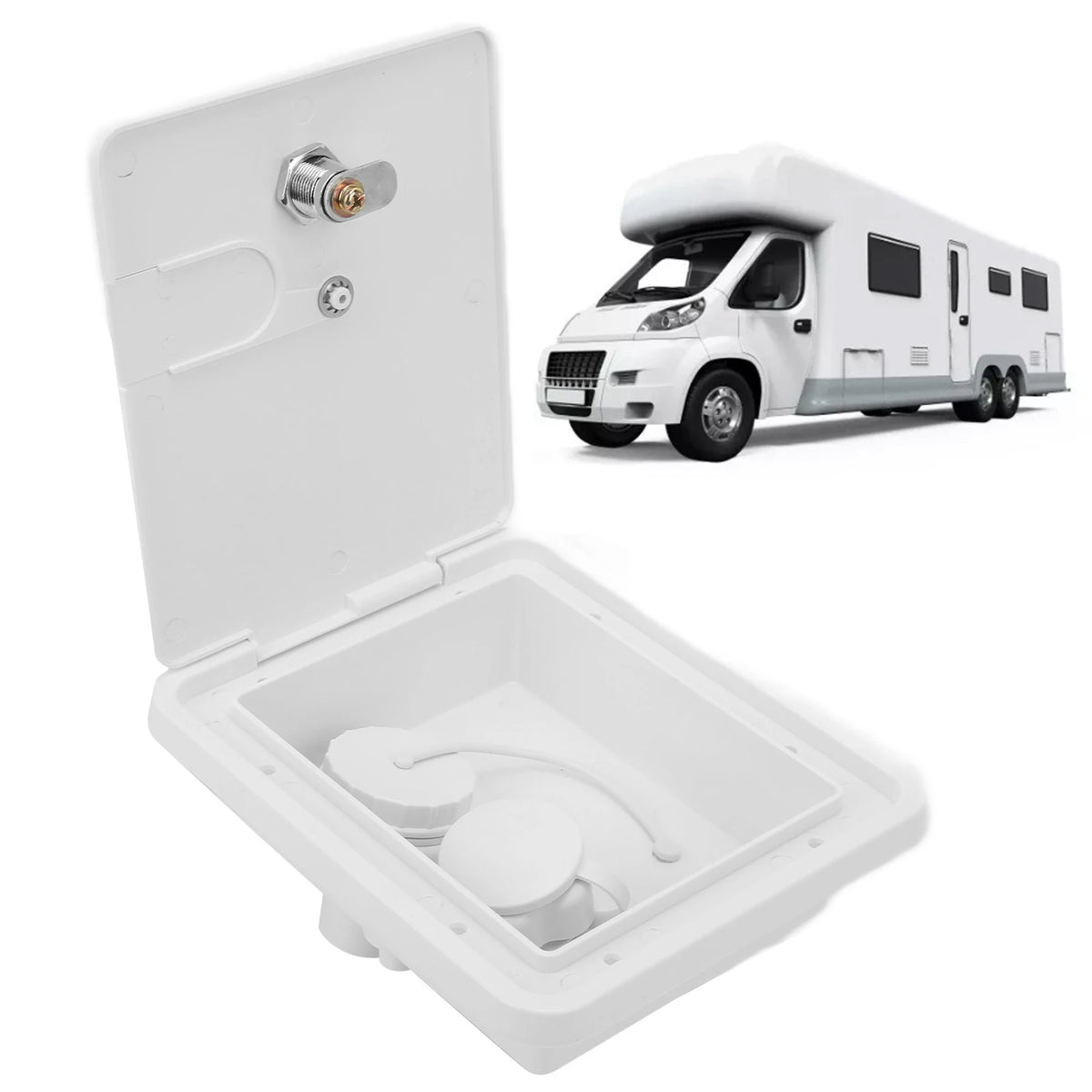 RV Water Hatch Inlet Lock with 1/2in Vent 1‑1/4in Tower Type Connector for Trailer Trailer Water - Automotive LED Light