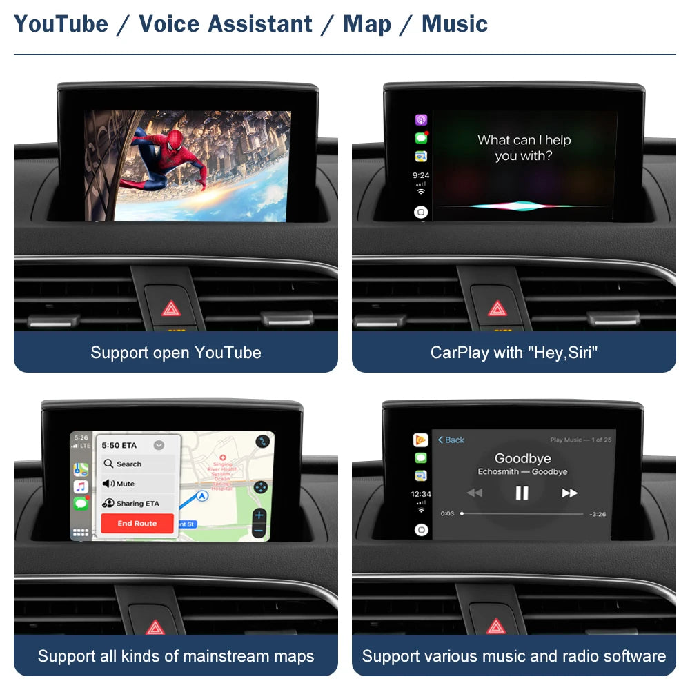 Road Top Wireless CarPlay Android Auto Interface for Audi A1 Q3 RMC 2013-2018, with AirPla | AUTOKITSHOP