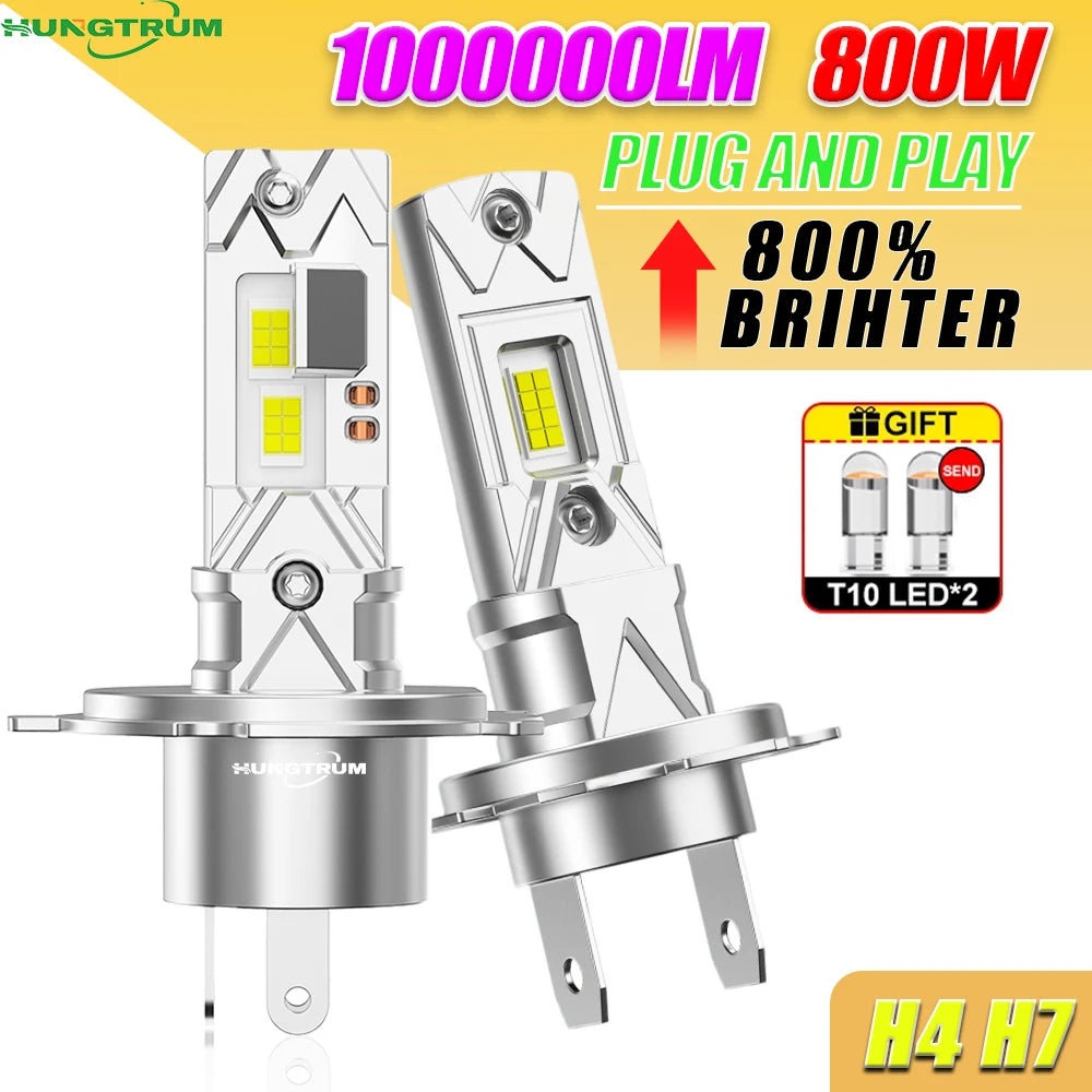 Ampoule Led H7 H4 1000000LM Super Bright Plug And Play Car Diode Lights CANBUS Error Free