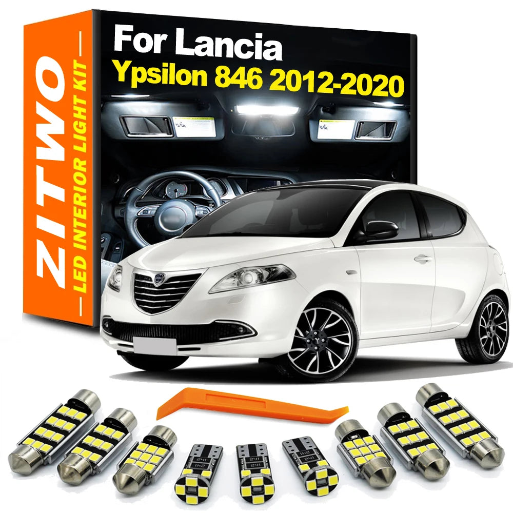 ZITWO 9Pcs Canbus LED Interior Dome Map Reading Light Kit For Lancia Ypsilon 846 2012 2013 2014 2015 2016 2017 2018 2019 2020