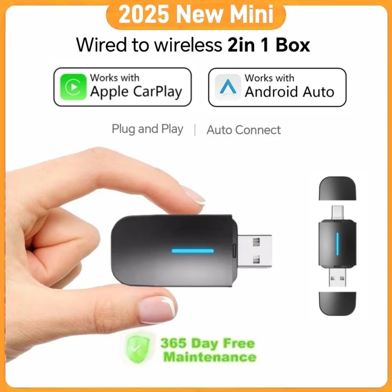 ANYFAR Dual Interface Wireless CarPlay Android Auto Wireless USB TYPE-C Adapter Smart Mini | AUTOKITSHOP